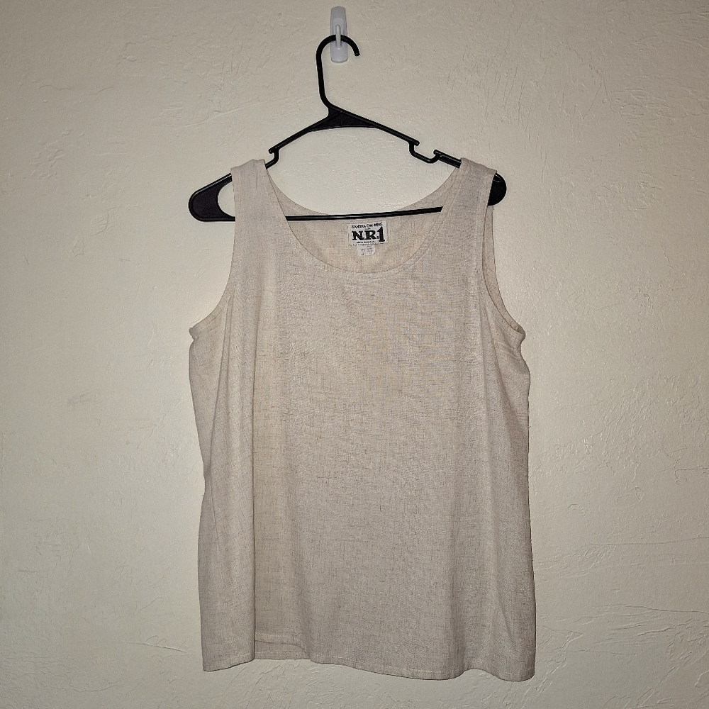 Sandra Ow-Wing For NR1 USA Rayon Linen Blend Women's Tank Top Size 12